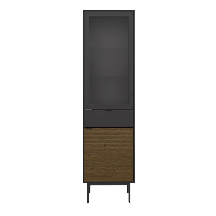 Soma Showcase 1+1 Door + 1 Drawer in Granulated Black Brushed Espresso - UK