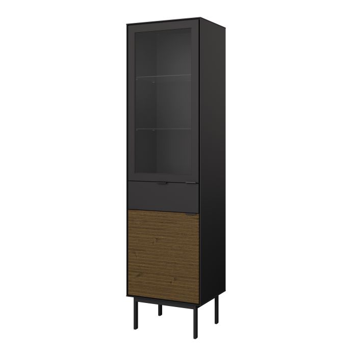 Soma Showcase 1+1 Door + 1 Drawer in Granulated Black Brushed Espresso - UK