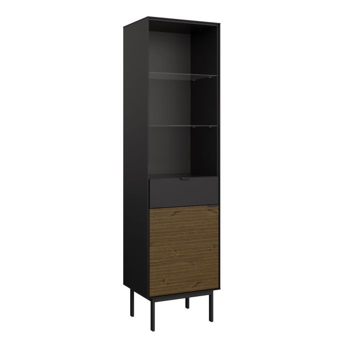 Soma Showcase 1 Door + 1 Drawer in Granulated Black Brushed Espresso - UK