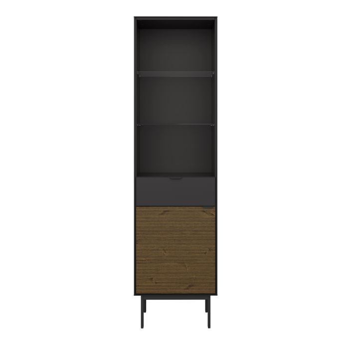 Soma Showcase 1 Door + 1 Drawer in Granulated Black Brushed Espresso - UK