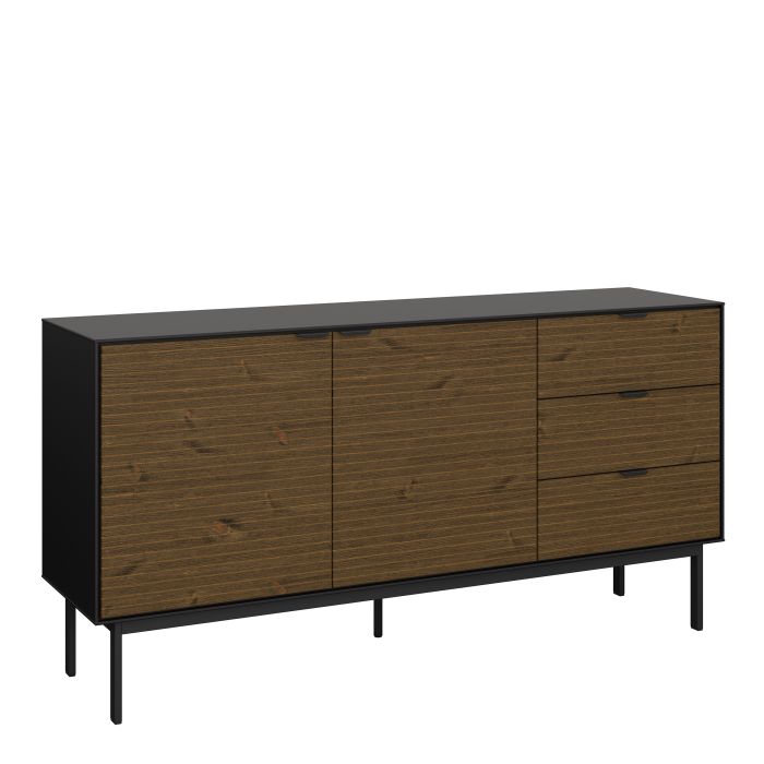 Soma Sideboard 2 Doors + 3 Drawers in Granulated Black Brushed Espresso - UK