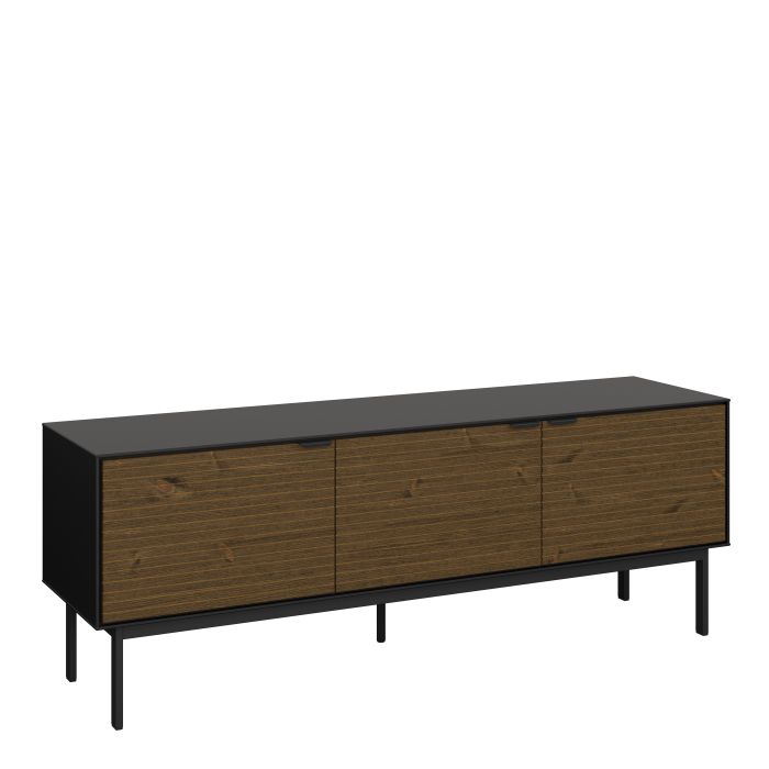 Soma TV Table 3 Doors in Granulated Black Brushed Espresso - UK