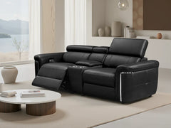 Somerville Electric Recliner 2 Seater Sofa In Black Leather - Furniture One Shop