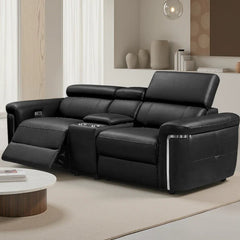 Somerville Electric Recliner 2 Seater Sofa In Black Leather