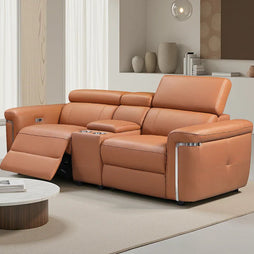 Somerville Electric Recliner 2 Seater Sofa In Tan Leather