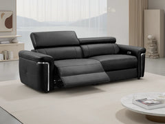Somerville Electric Recliner 3 Seater Sofa In Black Leather - Furniture One Shop
