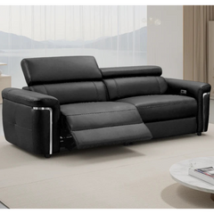 Somerville Electric Recliner 3 Seater Sofa In Black Leather