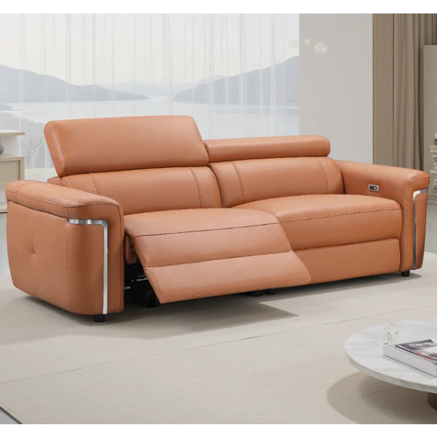 Somerville Electric Recliner 3 Seater Sofa In Tan Leather