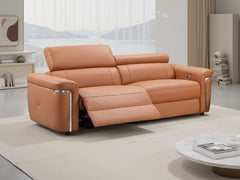 Somerville Electric Recliner 3 Seater Sofa In Tan Leather - Furniture One Shop