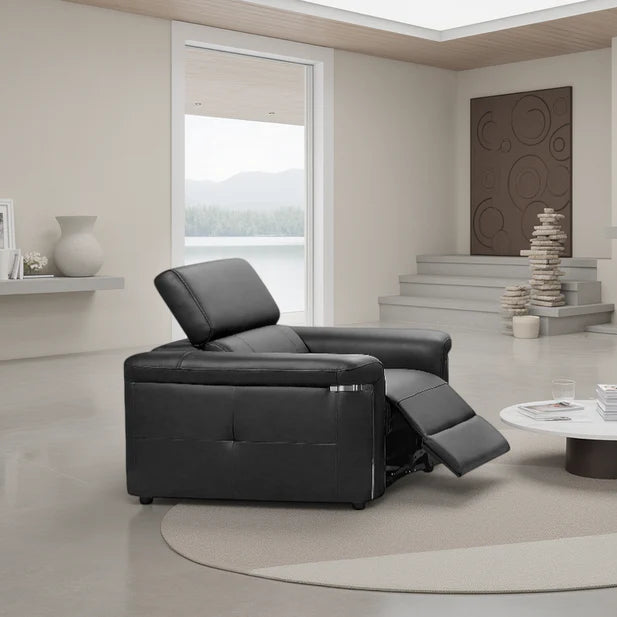 Somerville Electric Recliner Armchair In Black Leather