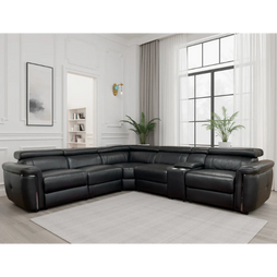Somerville Electric Recliner Large Corner Sofa In Black Leather