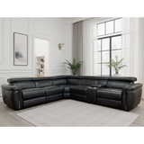 Somerville Electric Recliner Large Corner Sofa In Black Leather