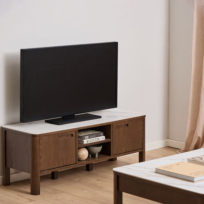 Southampton 2 Doors 1 Shelf TV Stand in Ceramic Cream & Smoked Oak