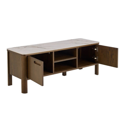 Southampton 2 Doors 1 Shelf TV Stand in Ceramic Cream & Smoked Oak