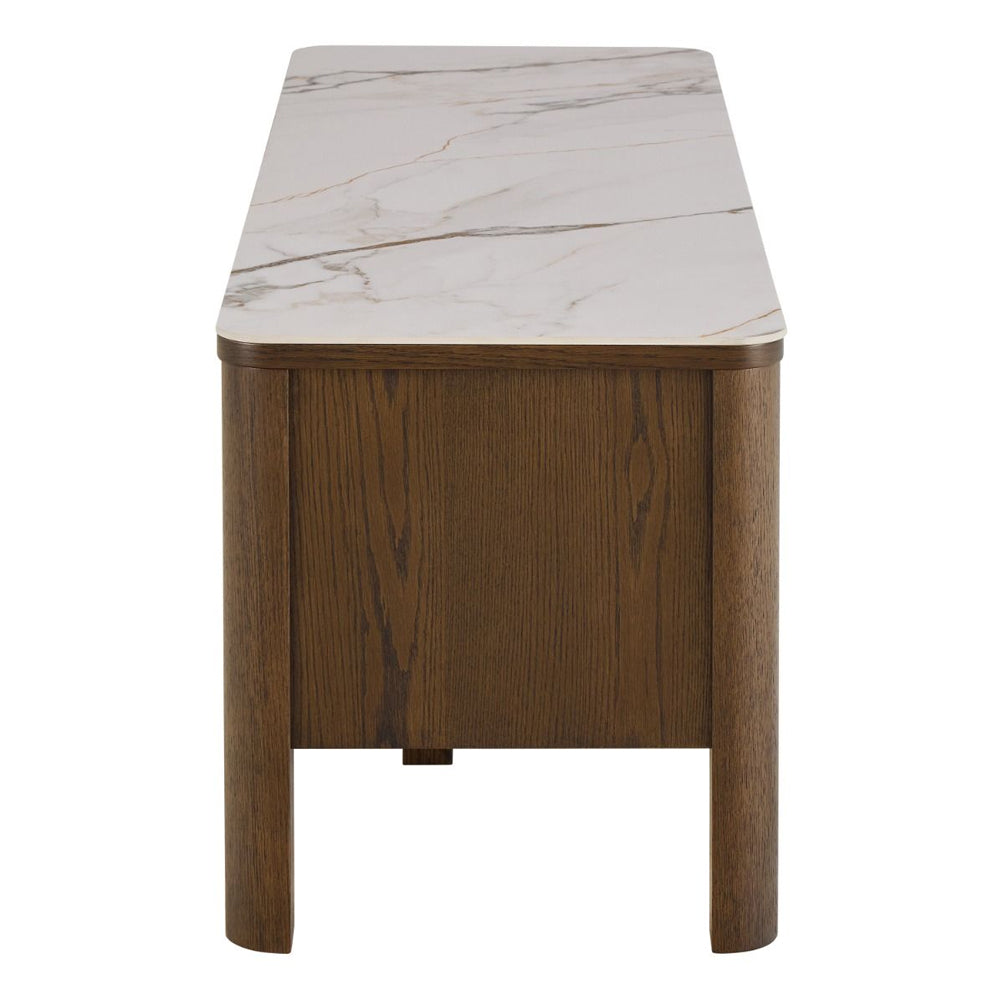Southampton 2 Doors 1 Shelf TV Stand in Ceramic Cream & Smoked Oak