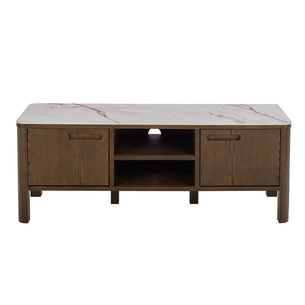 Southampton 2 Doors 1 Shelf TV Stand in Ceramic Cream & Smoked Oak