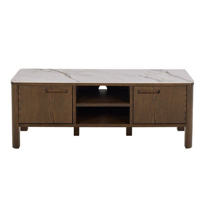 Southampton 2 Doors 1 Shelf TV Stand in Ceramic Cream & Smoked Oak