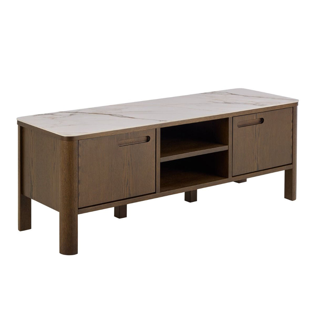 Southampton 2 Doors 1 Shelf TV Stand in Ceramic Cream & Smoked Oak