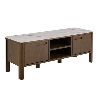 Southampton 2 Doors 1 Shelf TV Stand in Ceramic Cream & Smoked Oak