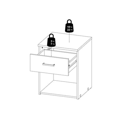 Space Wooden Bedside Table with 1 Drawer in Oak