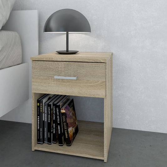 Space Wooden Bedside Table with 1 Drawer in Oak