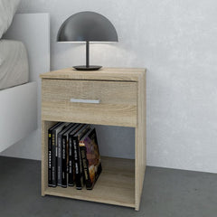 Space Wooden Bedside Table with 1 Drawer in Oak