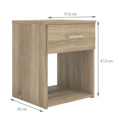 Space Wooden Bedside Table with 1 Drawer in Oak