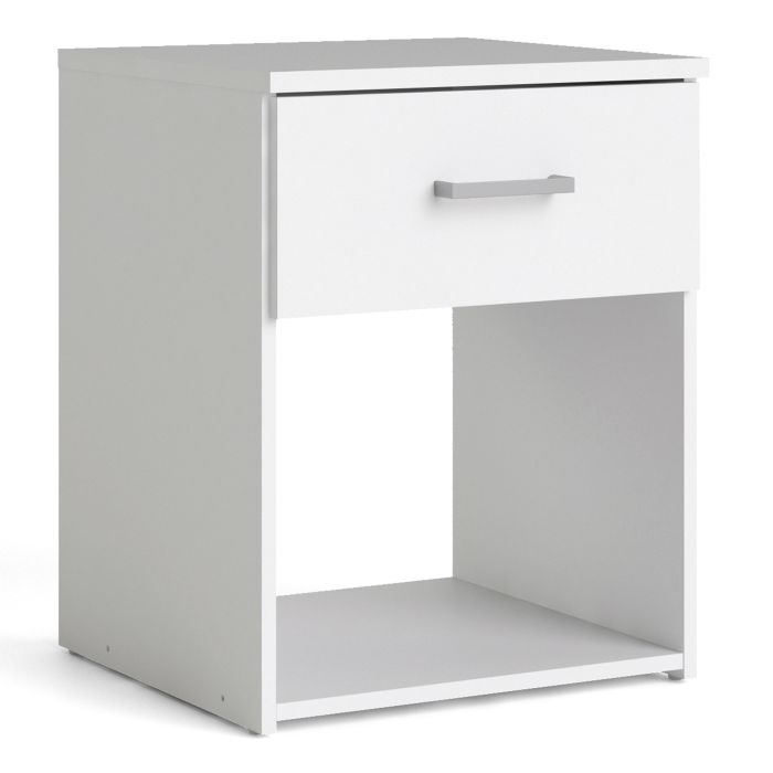 Space Wooden Bedside Table with 1 Drawer in White