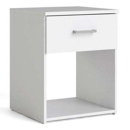Space Wooden Bedside Table with 1 Drawer in White