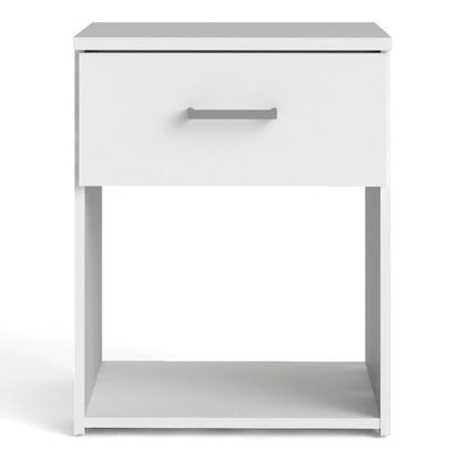 Space Wooden Bedside Table with 1 Drawer in White