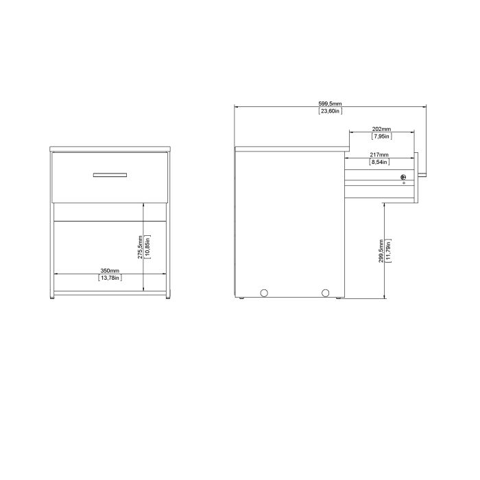 Space Wooden Bedside Table with 1 Drawer in White
