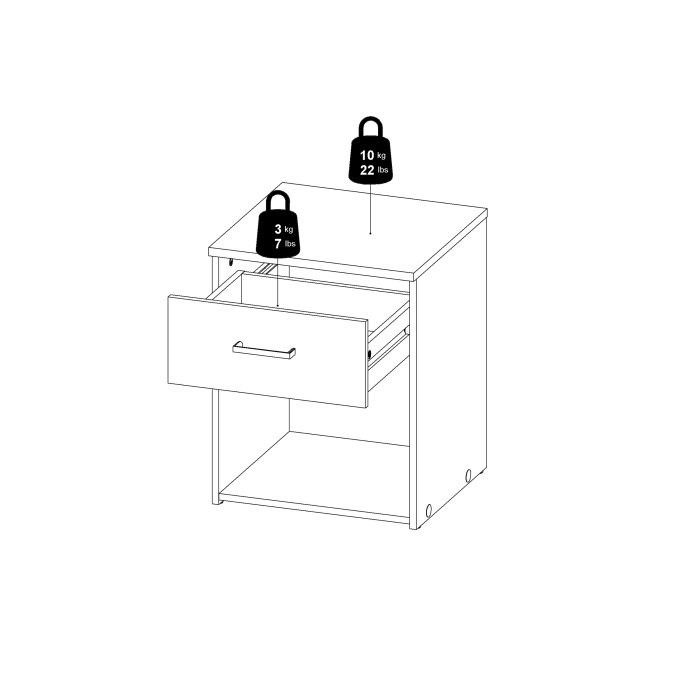 Space Wooden Bedside Table with 1 Drawer in White