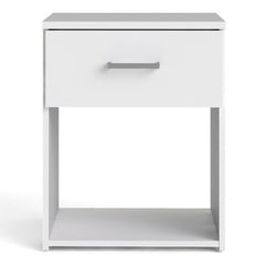Space Wooden Bedside Table with 1 Drawer in White - Furniture One Shop