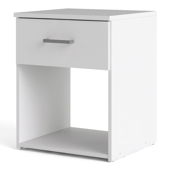 Space Wooden Bedside Table with 1 Drawer in White