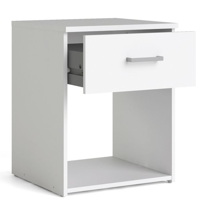 Space Wooden Bedside Table with 1 Drawer in White