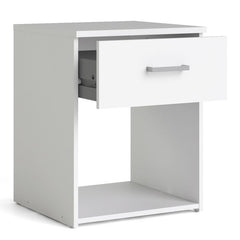 Space Wooden Bedside Table with 1 Drawer in White - Furniture One Shop