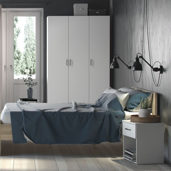 Space Wooden Bedside Table with 1 Drawer in White