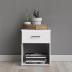 Space Wooden Bedside Table with 1 Drawer in White - Furniture One Shop