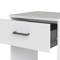 Space Wooden Bedside Table with 1 Drawer in White - Furniture One Shop