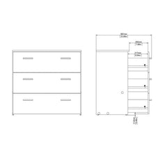 Space Wooden Chest of 3 Drawers in Oak