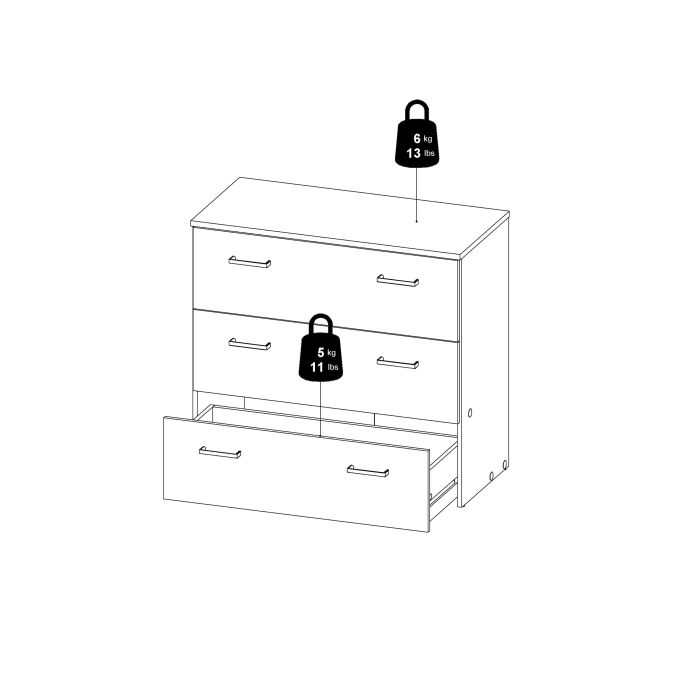 Space Wooden Chest of 3 Drawers in Oak
