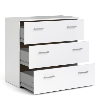 Space Wooden Chest of 3 Drawers in White