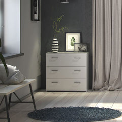 Space Wooden Chest of 3 Drawers in White - Furniture One Shop