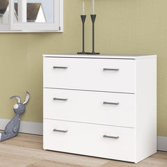 Space Wooden Chest of 3 Drawers in White - Furniture One Shop