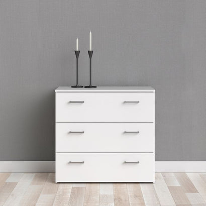 Space Wooden Chest of 3 Drawers in White - Furniture One Shop