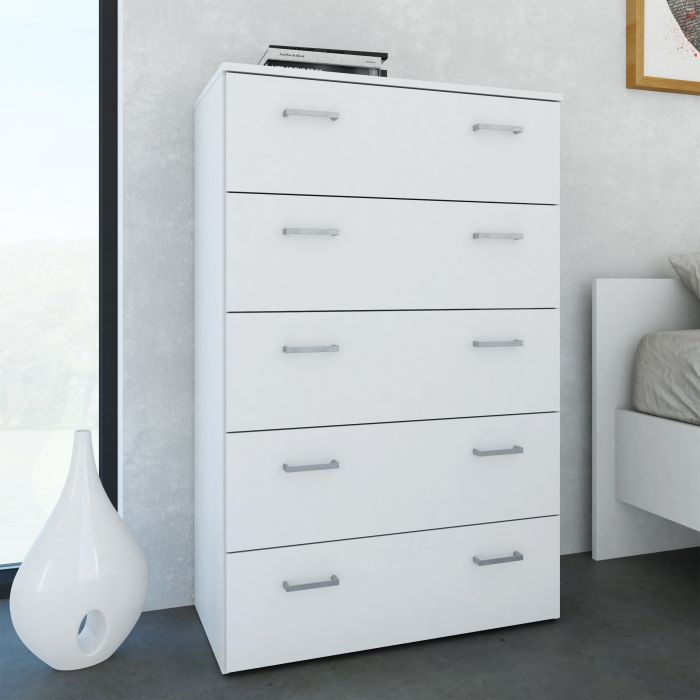 Space Chest of 5 Drawers in White - UK