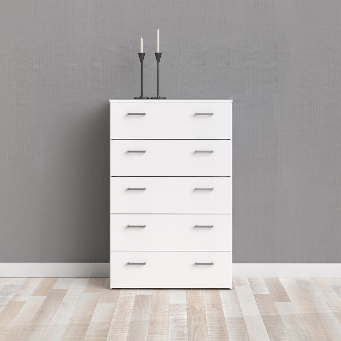 Space Chest of 5 Drawers in White - UK