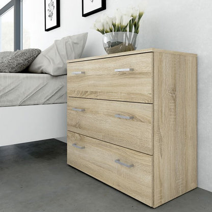Space Package - Bedside 1 Drawer + Chest of 3 Drawers + Wardrobe with 2 doors + 1 drawer in Oak