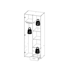 Space Wooden Wardrobe 2 Doors 3 Drawers in White - Furniture One Shop