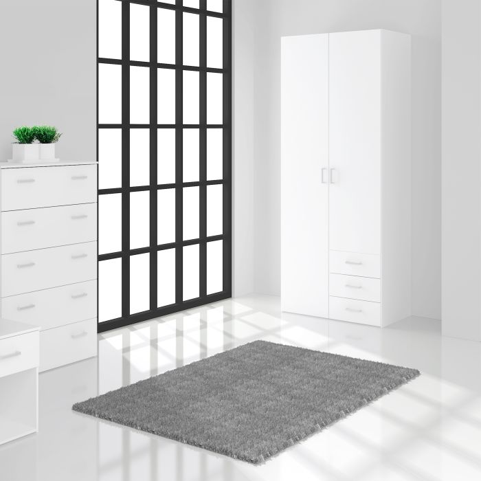 Space Wooden Wardrobe 2 Doors 3 Drawers in White